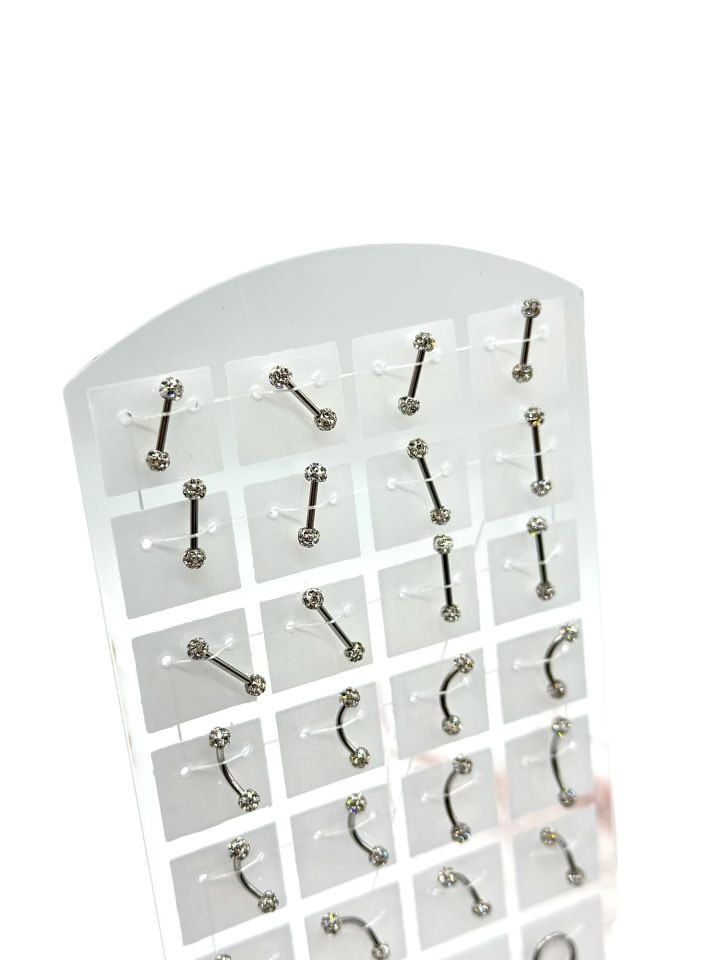 Stantlı Çift Taşlı Nikel Piercing 36li