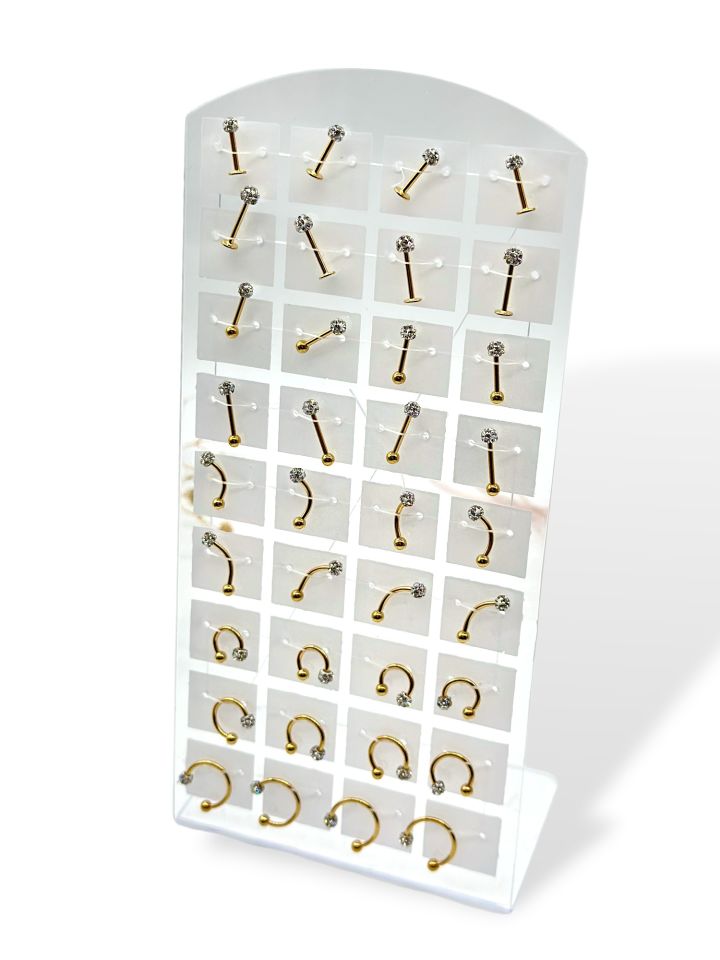 Stantlı Tek Taşlı Sarı Piercing 36li