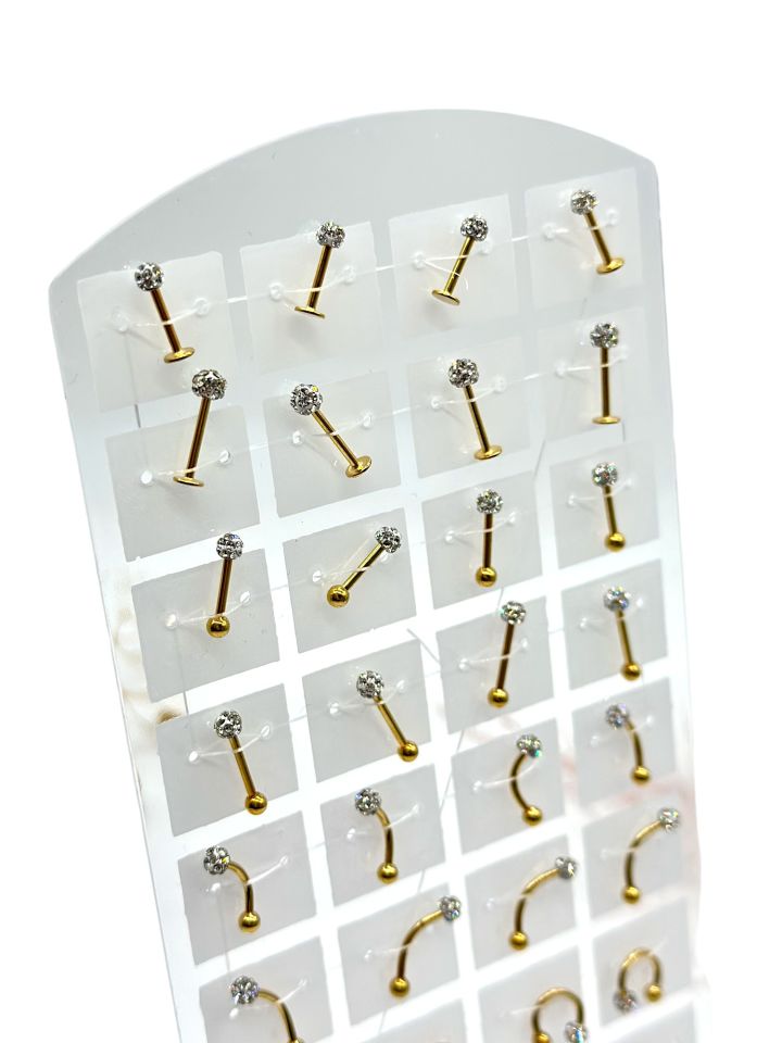 Stantlı Tek Taşlı Sarı Piercing 36li